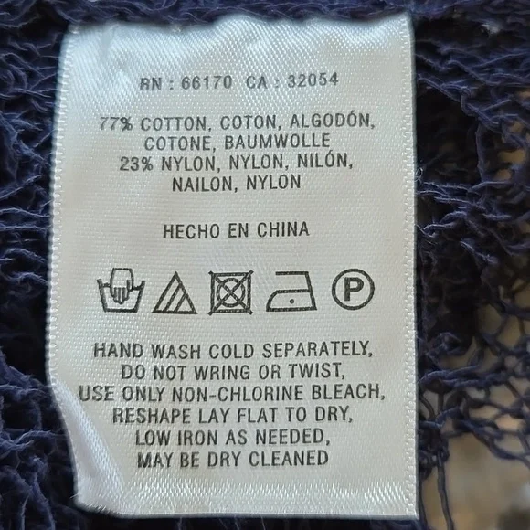 Anthropologie Little Yellow Bird Open Knit Pullover Crochet Top Navy EUC - XS - Picture 8 of 8